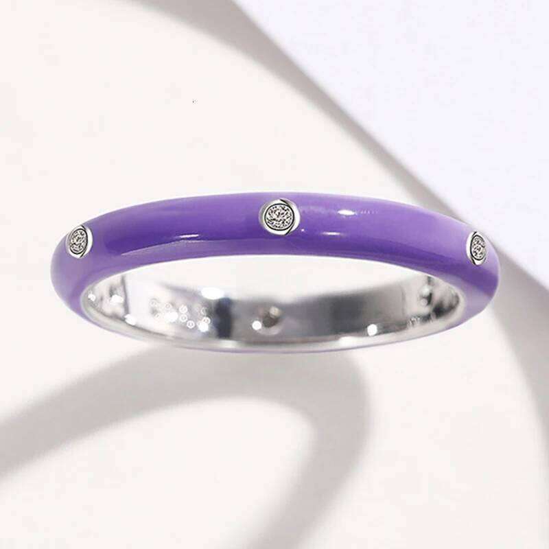 Huitan Rainbow Color Enamel Finger Rings for Women with Dazzling CZ Stone Exquisite Fashion Female Accessories Party Jewelry Hot H260312