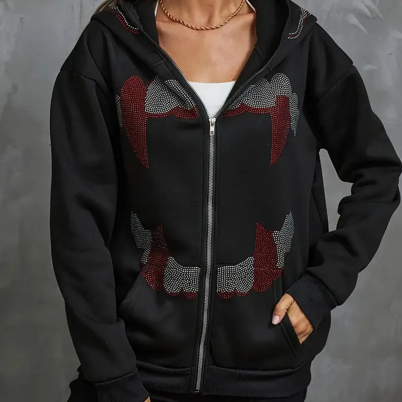 Trendy Instagram AutumnWinter Dark Retro Printed Plush Sweater for Men and Women Students Loose Hooded Coat 260311