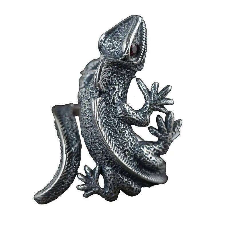 New Creative Retro Red Eyes Lizard 925 Sterling Silver Personality Temperament Animal Exquisite Opening Rings TYB169 H260312