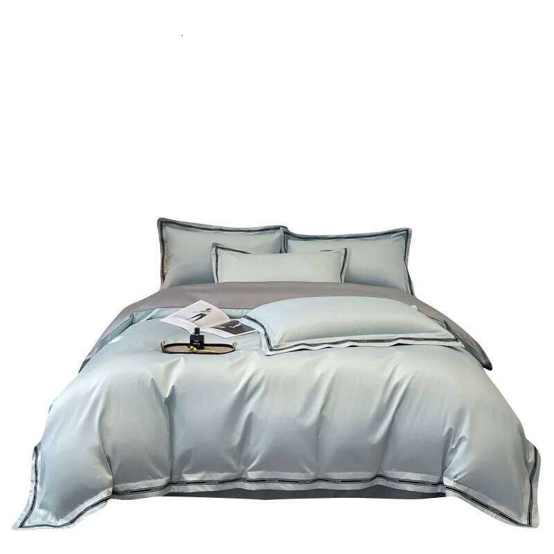 New long-staple cotton four-piece set, 40-piece solid color wide-edge simple bed quilt cover and sheet H260312
