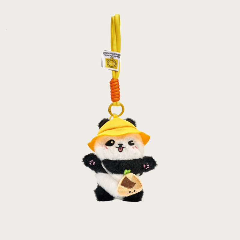 Little Car Keychain Gift Cute Cartoon Giant Panda Bag Pendant Plush Doll Backpack