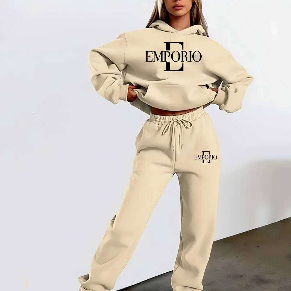 2pcs Women's Hooded Sweatshirt Jogger Set with Graphic Print - Black & White Gradient Colorblock, All-Season Casual Clothing, C260312