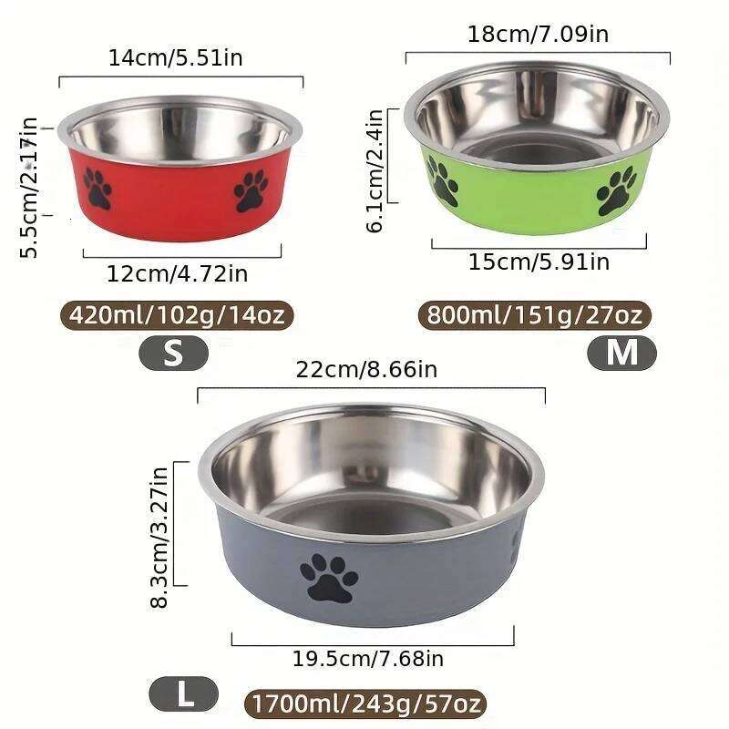 KEMORELA Non-Slip Stainless Steel Pet Bowl for Large Medium Small Dogs Cats - Water And Food Feeder Dish 26Y0312