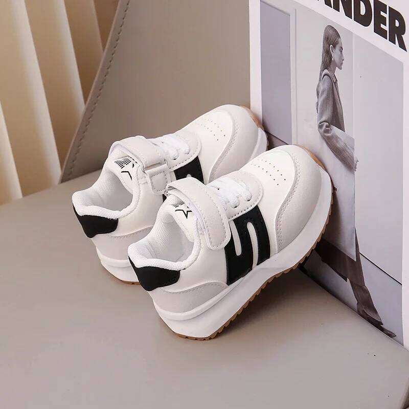 Four Seasons Children's Sneakers Brown Leather Fashion Lightweight Boys Girls Board 2-6 Years Old Kid Baby Casual Shoes H260312