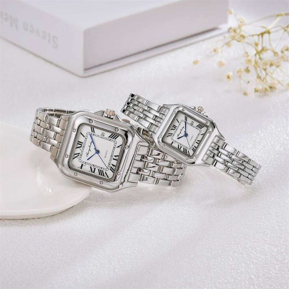 Luxury Branded Watches 2025 Simple Square Roman Calendar Women Quartz Watch Fashion Stainless Steel Strap Ladies Clock