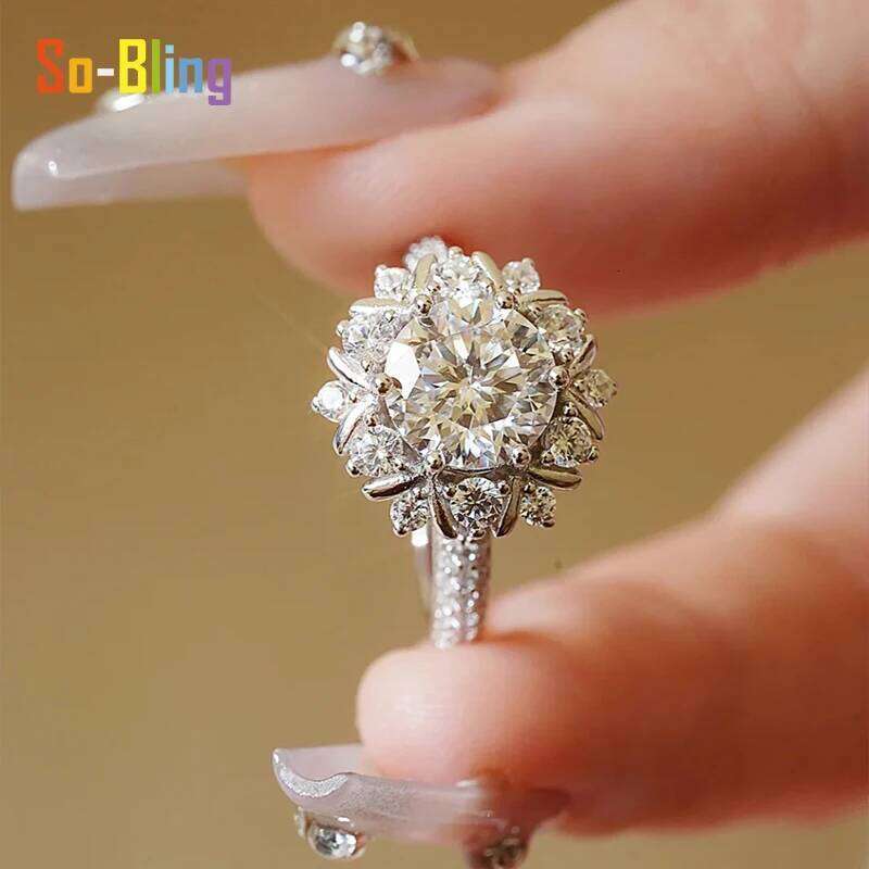 So-Bling 1Carat Moissanite Ring with Gra Certificate 925 Sterling Silver Rings for Women Elegant Fine Party Jewelry H260312