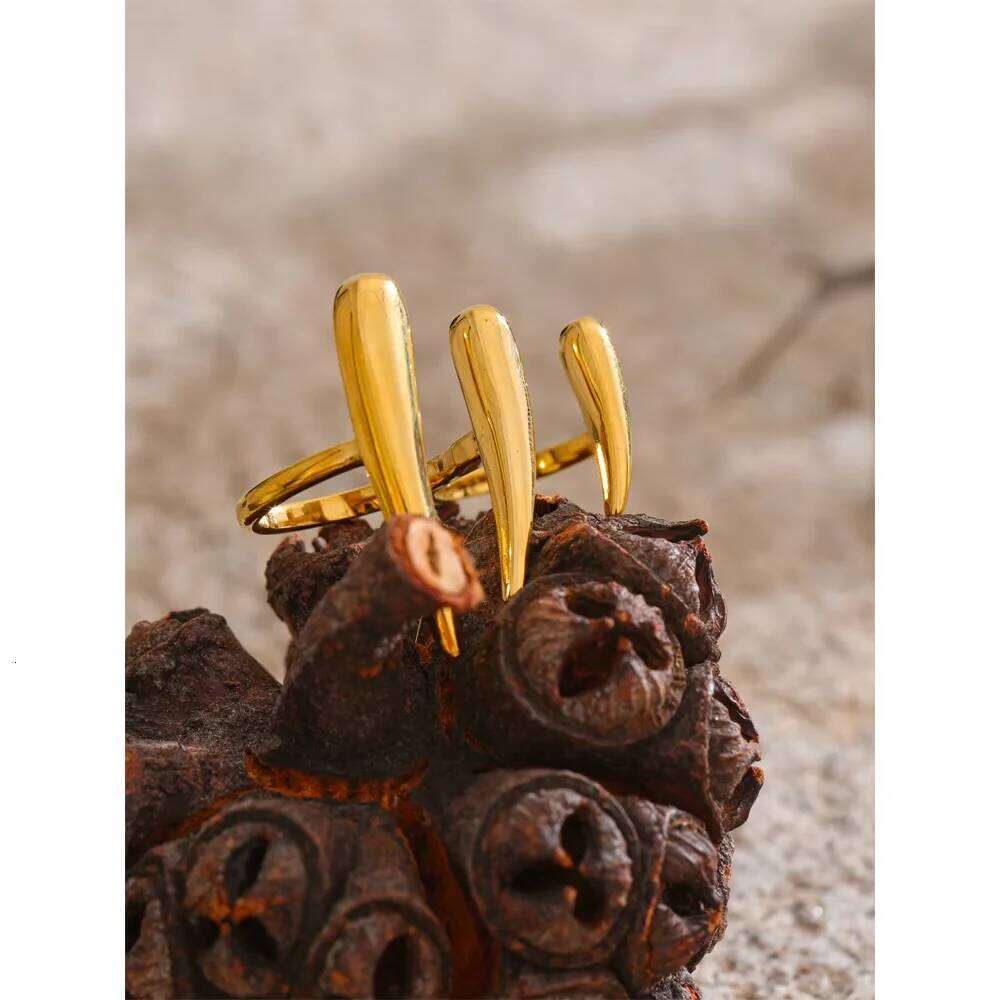 XIANING Stylish Unique Design Stainless Steel Metal Double Finger Geometric Ring Distinctive Rust Proof Minimalist Jewelry H260312