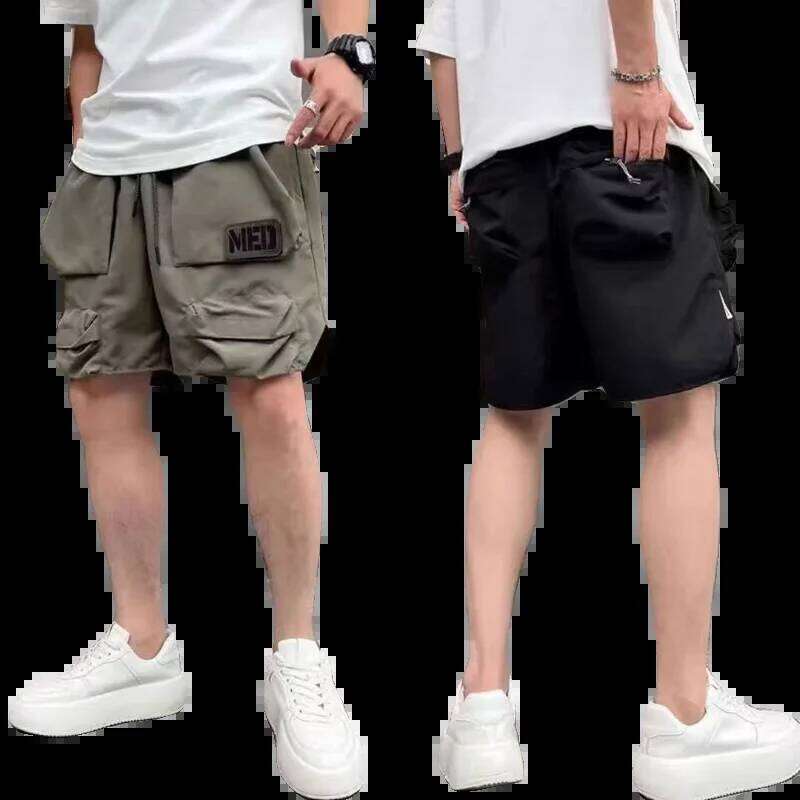 Large Pocket Mens Cargo Shorts With Pockets Letters Outdoor Sports Function Korean Luxury Wide Cotton Big And Tall Jogger Y2k
