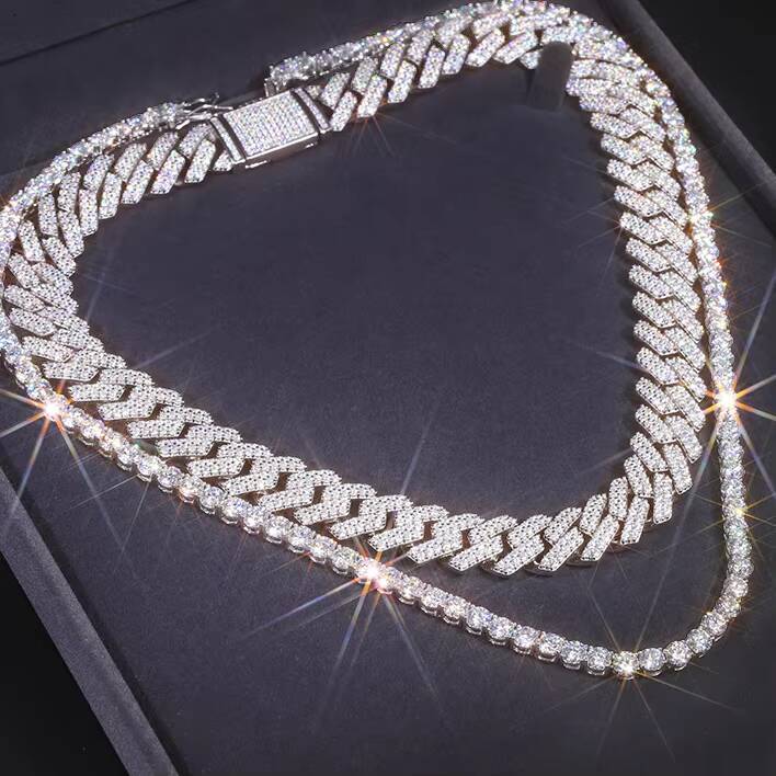 RTS Passed Diamond Tester Tennis Chain S925 Silver with Iced Out Vvs Moissanite Tennis Necklace for Women Necklace