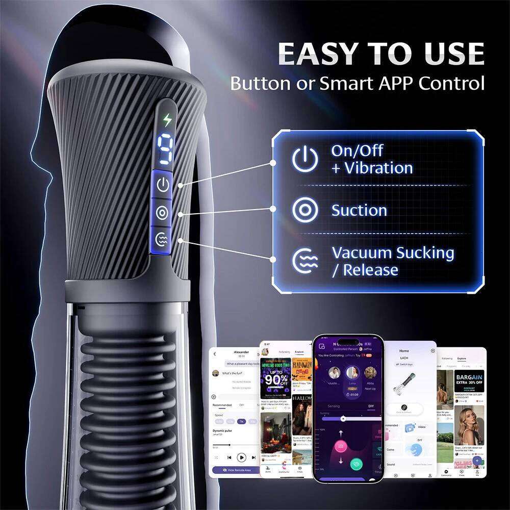 Masturbator Penis Pump Enlarger Transparent Visual Male Sex Toys for Men APP Control Vibrating Vacuum Suction Glans Trainer Z260311