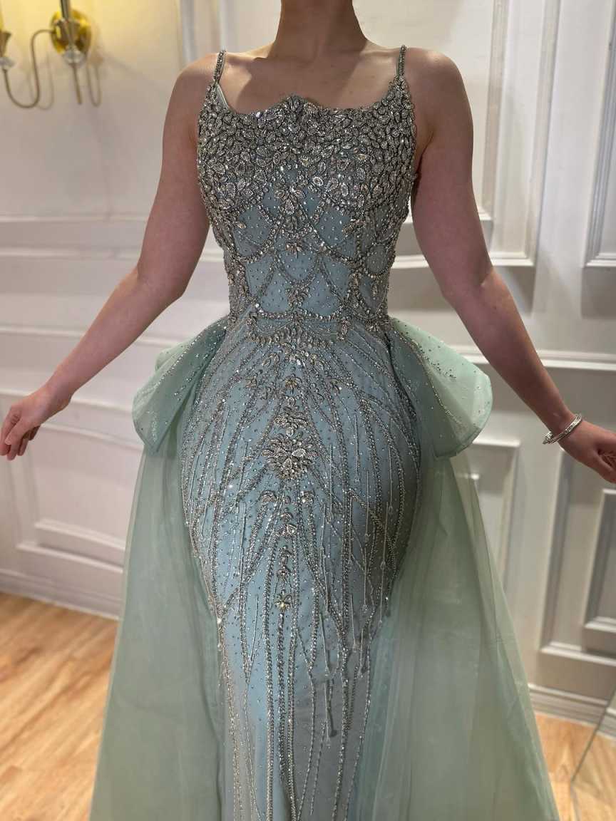 Sage Green Two Pieces Strapless Prom Dresses Sparkle Beaded Sequins Formal Engagement Evening Gowns Customized