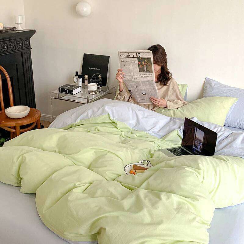 3pcs Skin Friendly 100% Cotton Duvet Set Soft Comfortable Bed Sets Customizable Sizes Solid Color Comforter Cover No Sheet