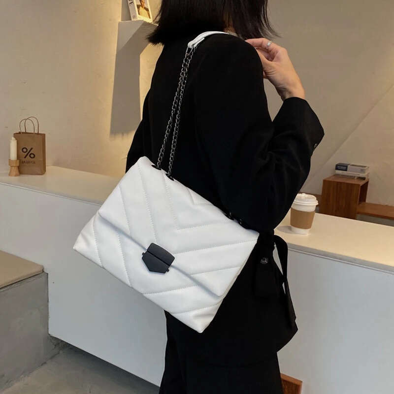 Luxury Thread PU Leather Crossbody Women Fashion Chain Messenger Shoulder Bags Female Large Capacity Lady Handbag Xiu Lai Si