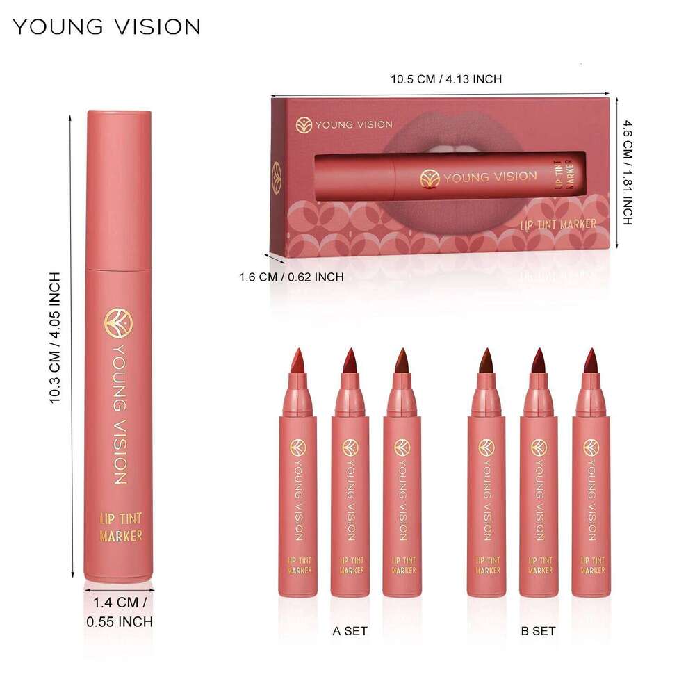 3pcs/ set Tint Marker Liquid lipstick Nude Matte Shades, Lip Liner and Stick 2-in-1, Durable waterproof Christmas gift W260311