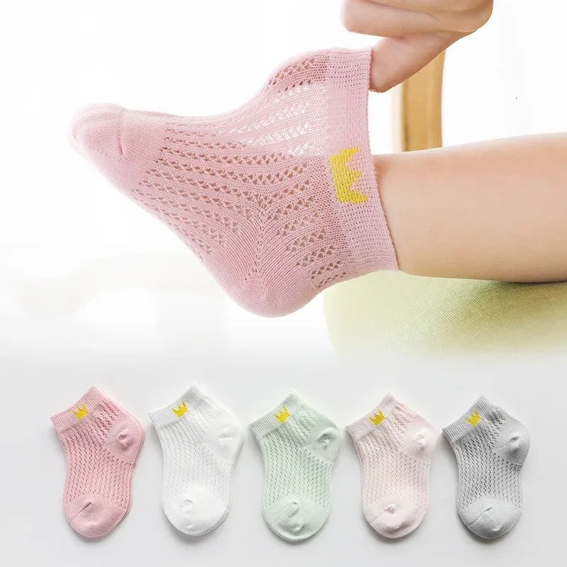 5 Pairs Summer Cotton Kids Socks Cute Cartoon Thin Mesh Baby Short Dinosaur Bear Children for Boys Girls Stuff 260311