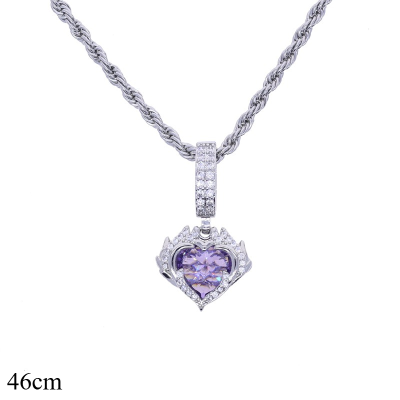Romantic Silver Purple Heart Shaped Halo Necklace An Eternal Symbol Of Love Jewelry Perfect For Layering And Gift Giving