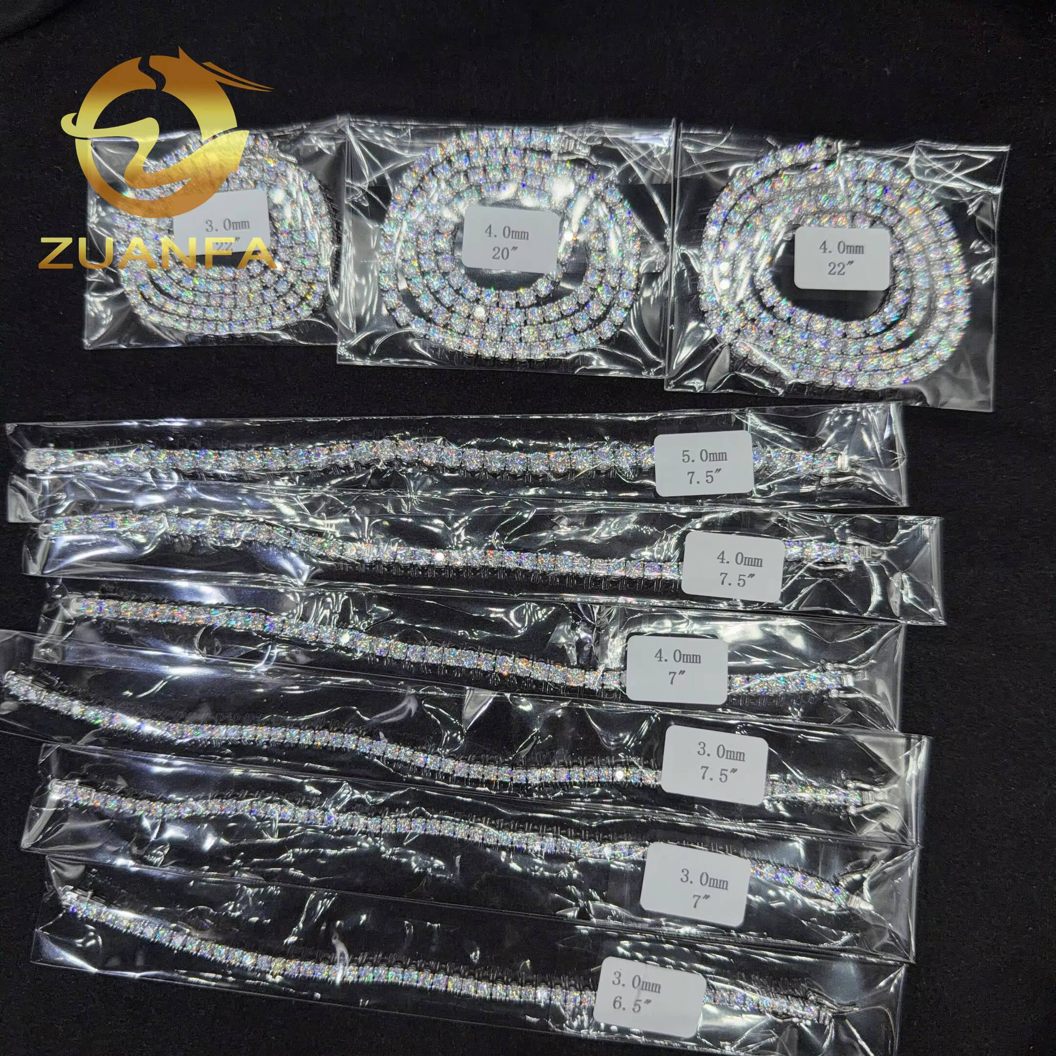 2mm 3mm 4mm 5mm 925 Silver Moissanite Diamond Tennis Necklace Fashion 5A Cubic VVS Moissanite Hip Hop Tennis Necklace for Men Women