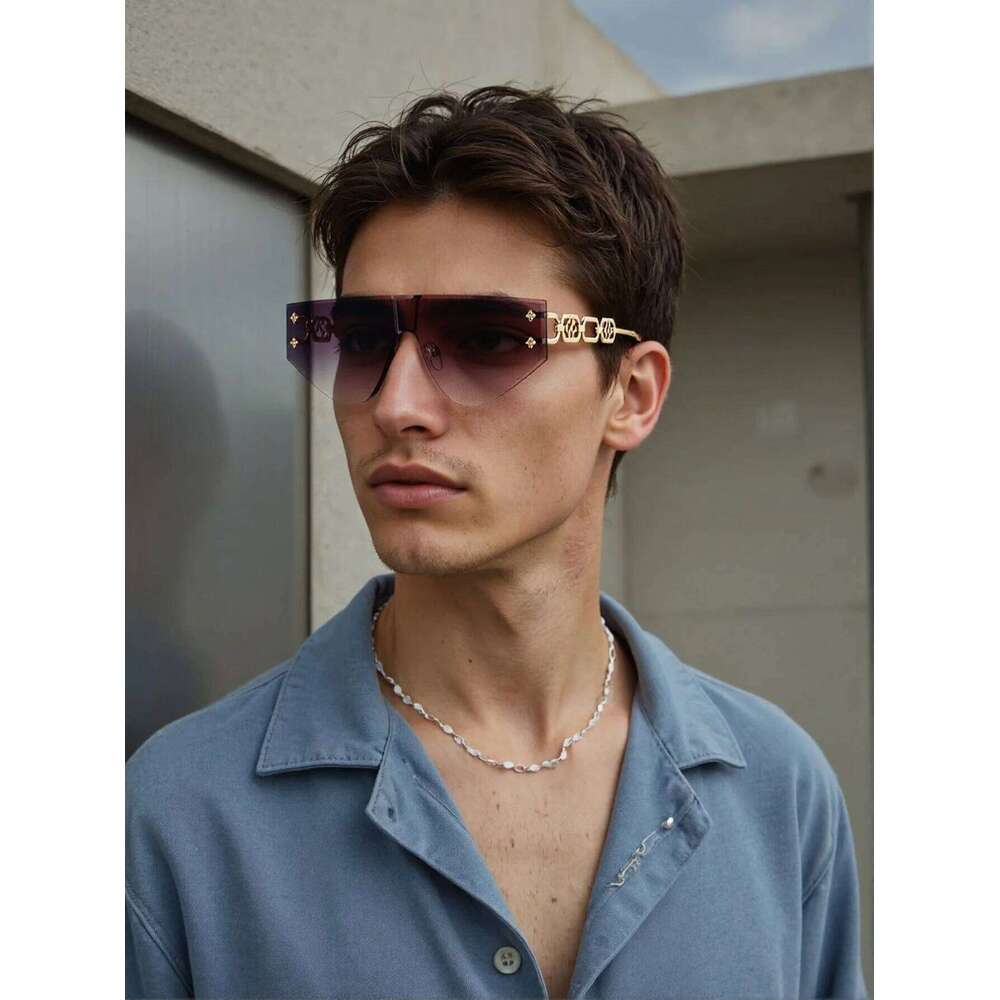 New Square Frameless Fashion Mirror Sun Retro Sunglasses