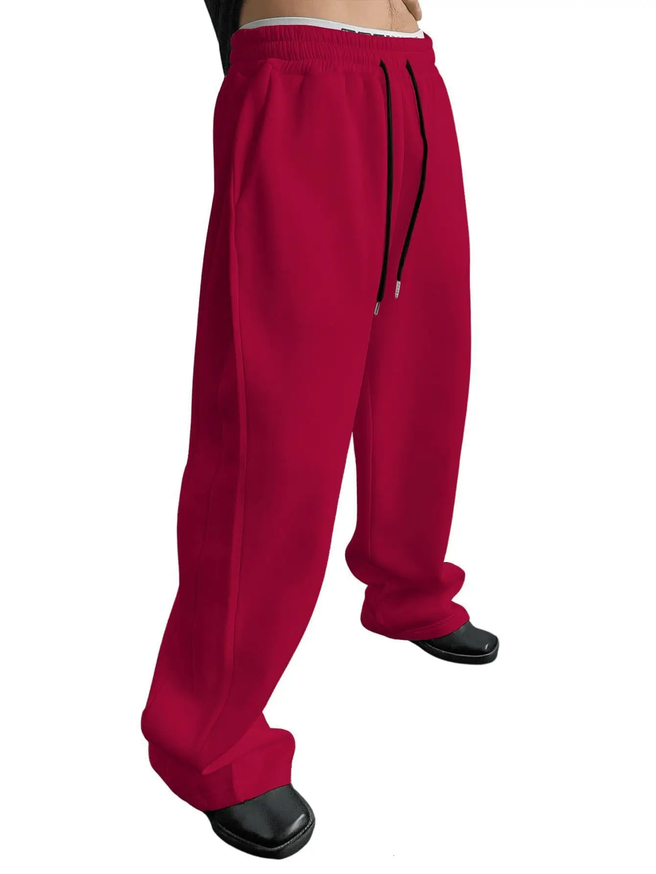 Mens Sweatpants Straight Fit Joggers for Sports and Streetwear Loose Oversized Casual Pant Drawstring Multi-pocket Men Long Pant 260310