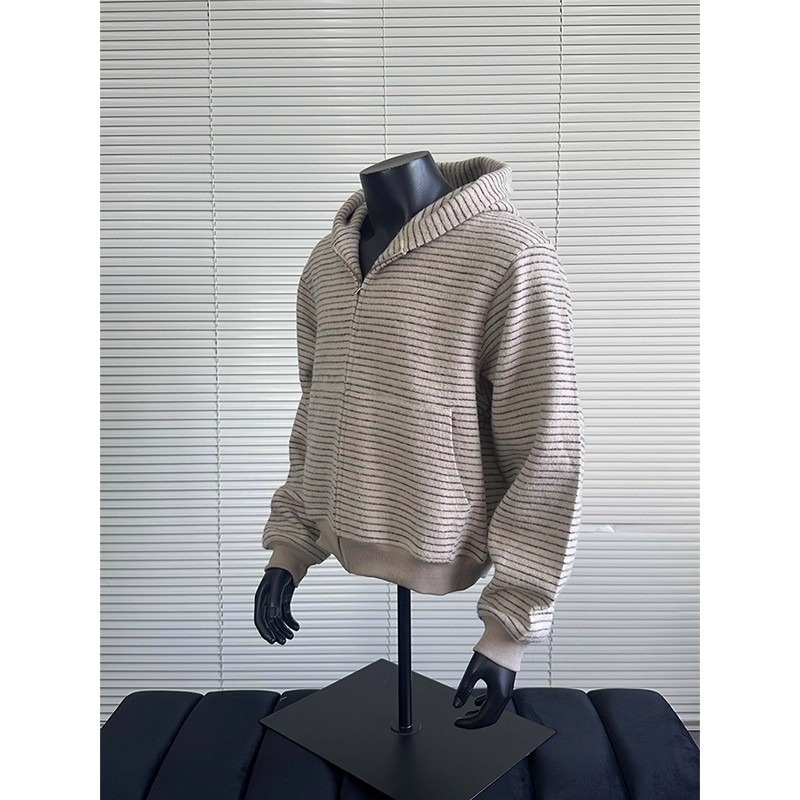 Vintage Designer Hoodie Striped Hooded Sweatshirt For Men Autumn Casual Cardigan Cleanfit Couple's Trendy Jacket