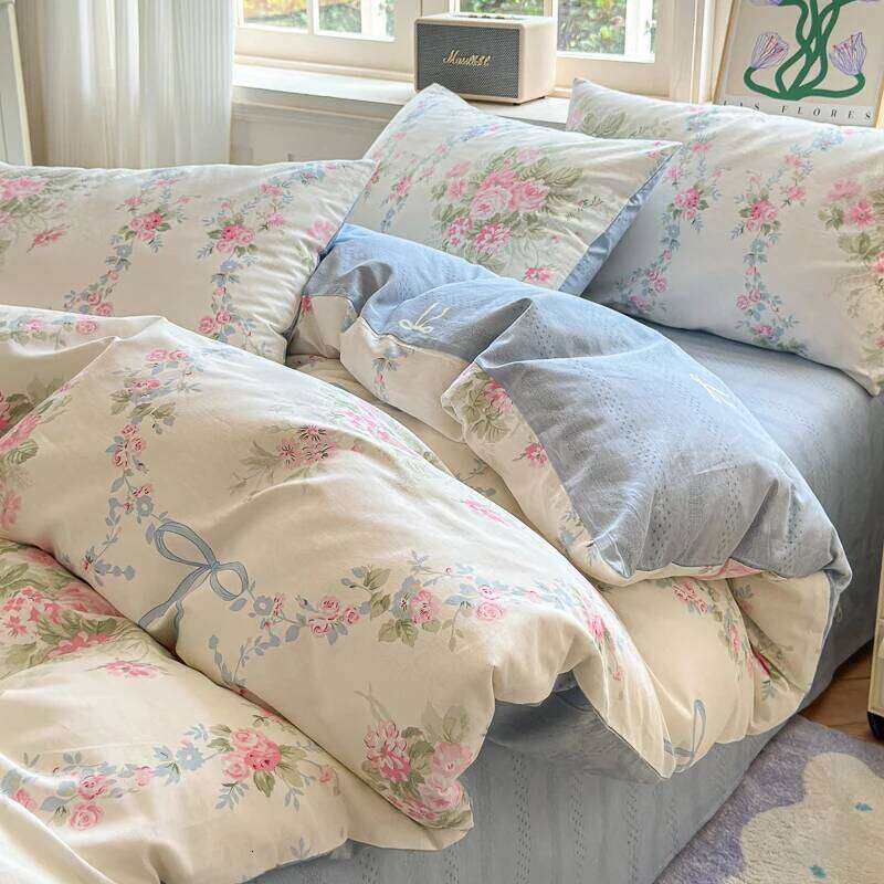 3pc 100% Cotton Duvet Cover Set,no fill,Elegant Floral Soft Breathable And Skin-friendly, Single Queen Size for Bedding Set H260312