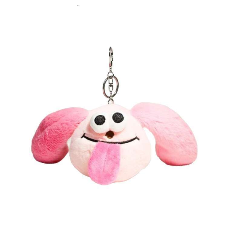 and Adorably Ugly Big-Eared Puppy Sticking Out Tongue Plush Toy, Cute Little Monster Pendant, Cartoon Keychain for Women