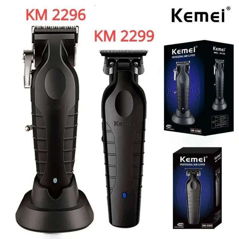 Kemei KM-2296 Barber Cordless Hair Trimmer 0mm Zero Gapped Carving Clipper Professional Electric Finish Cutting Machine KM-2299 C260312