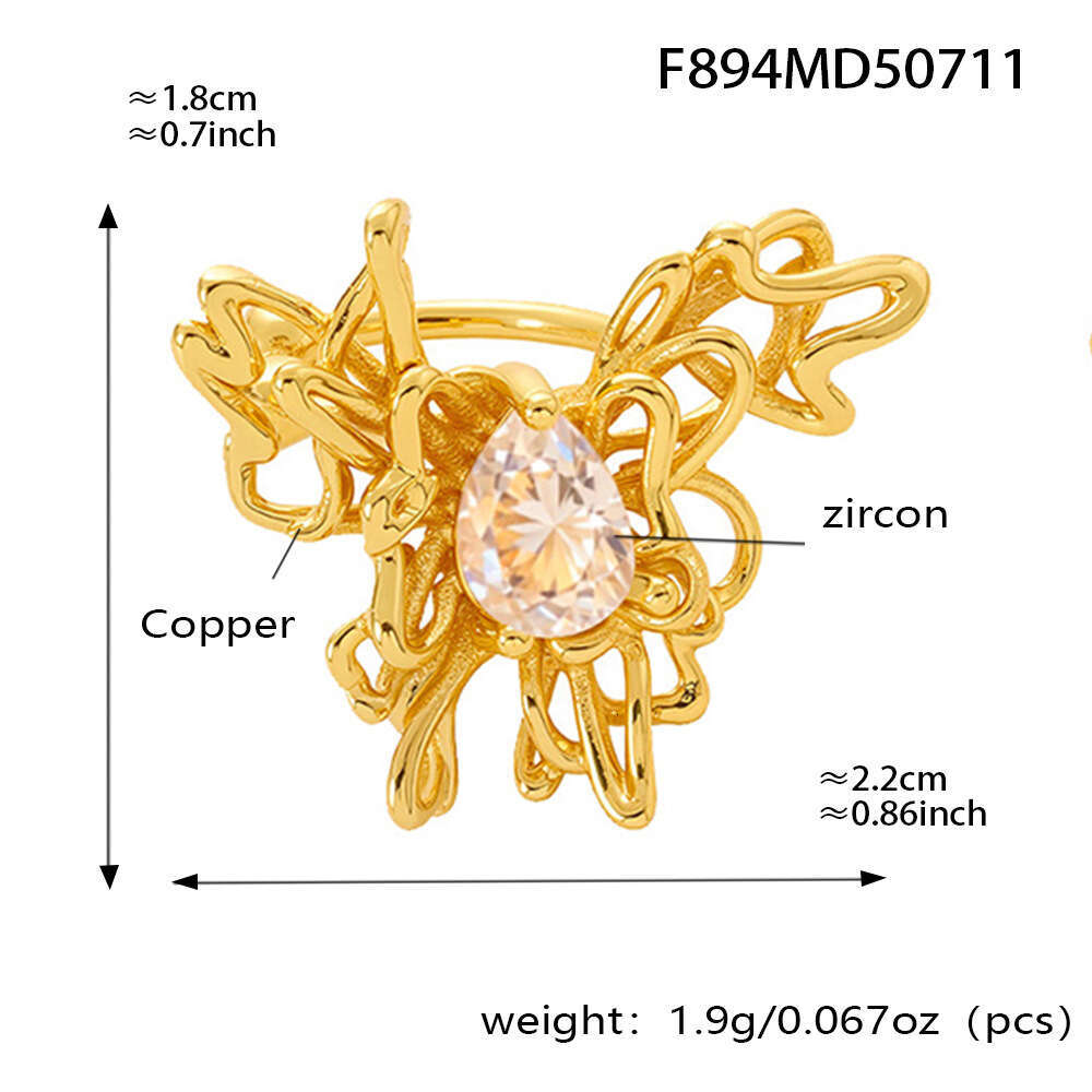 Copper Material Inlaid Zircon Hollow Butterfly Design Clip Niche Style Non-Pierced Cuff Women's Ear Jewelry