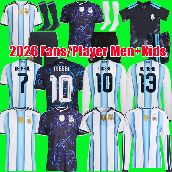 2026 World Cup Argentina messis Fans player version 3 stars soccer Jersey 50th anniversary football shirt kit Mens Kids kit sets