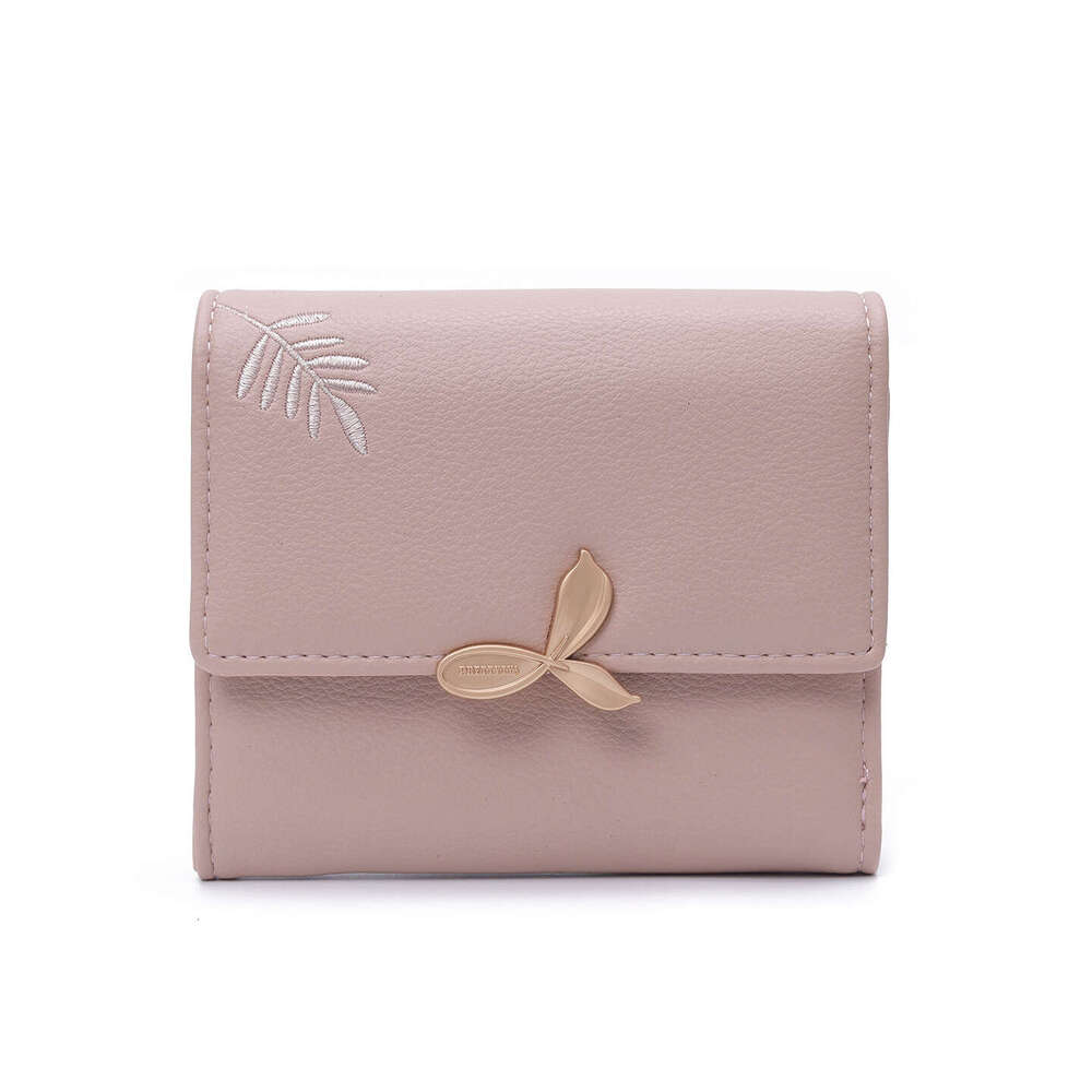 Luxury fashion wallet New Women S Short Wallet With Leaf Embroidery Floral Design Zipper Purse Multifunctional Student Coin And Card Holder