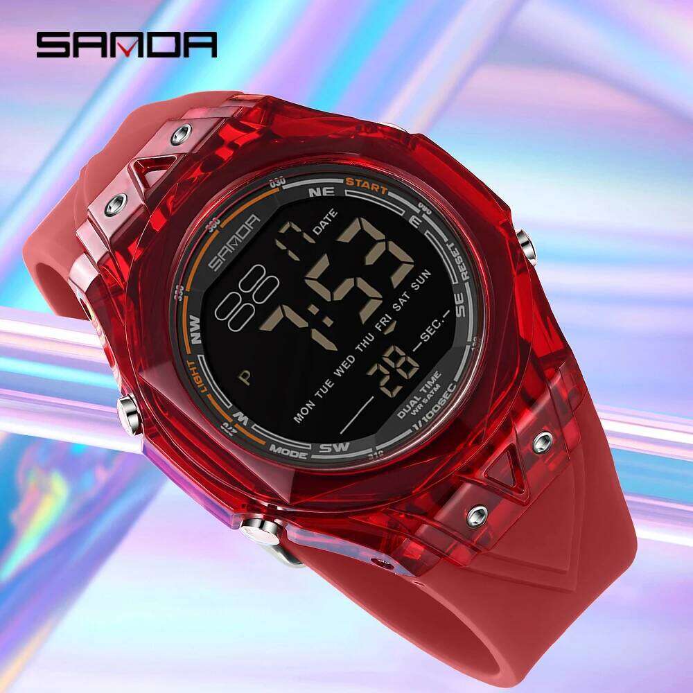 SANDA 6289 New Electronic Watches for Man Large Dial Calendar Luminous Waterproof Shockproof Fashion Woman Digital Wristwatch