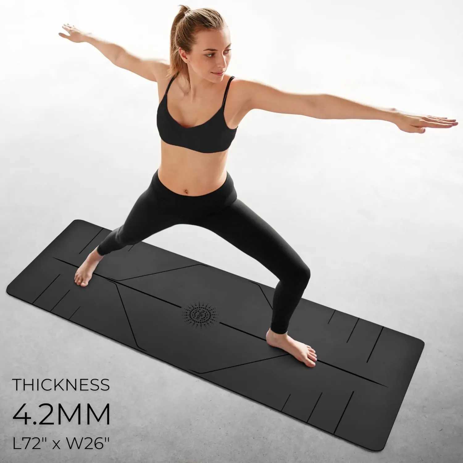 Ultra-Grip Yoga Mat - ExtrEMe Non-Slip for Dry Wet Use Alignment Lines Sweat Resistant for Yoga Pilates Workouts M260312