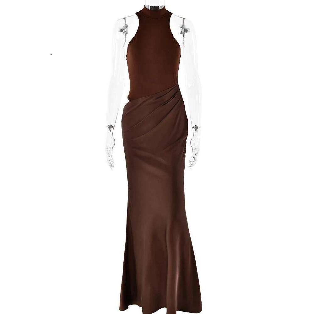 JULISSA MO Satin Sexy Hollow Out Women Maxi Black Sleeveless High Waist Dress Female Autumn Skinny Elegant Party Clubwear C260312