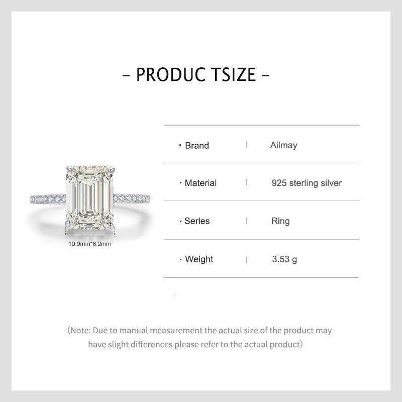 Ailmay 925 Sterling Silver Pagoda Cutting Rectangle 5A Zirconia Finger Ring For Women Wedding Banquet Jewelry Gift H260312