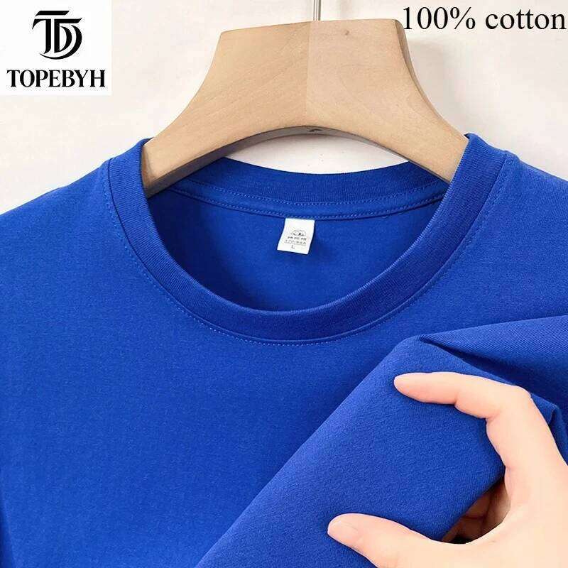 New Trend Pure Cotton T Shirt Men's Classic High-Quality Solid Color Casual Short-Sleeve Tee Tops