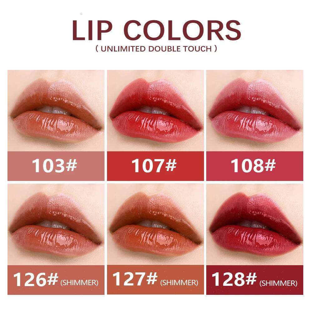Double Headed Lip Gloss With Mirror Long Lasting Waterproof Non Fading Lipstick Nude Makeup Milk Tea Color Cosmetics W260311