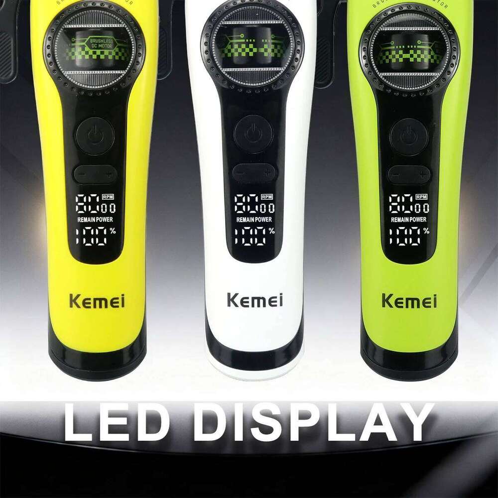 KEMEI KM-1593 Men's Clipper External Rotor Brushless Motor DLC 8000RPM Base Charger Professional Hair Cutting Machine C260312