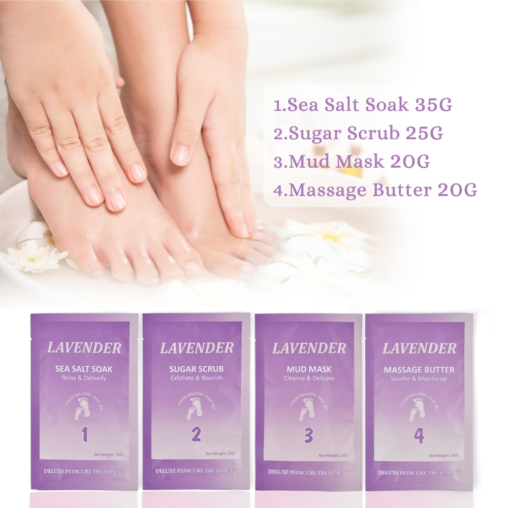 Deluxe 4 in 1 Jelly Pedicure Kit Foot Peeling Skin Care Foot Scrub Soak Spa Kit