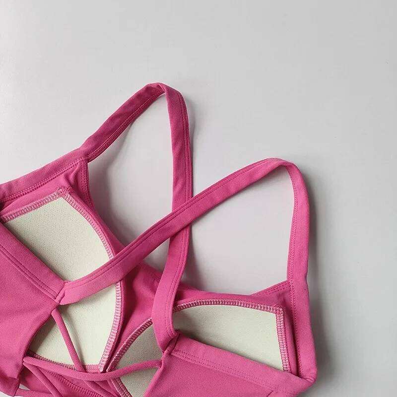 Women's Solid Color Underwear Fitness Bra Soft Cross Push-Up Gym Sports with Chest Pad Yoga Vest Sport Crop Top 26Y0312