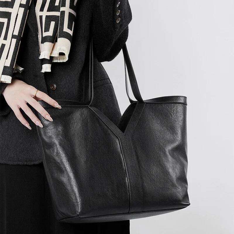 Highend Genuine Leather Tote Korean Luxury Shoulder Large Capacity Versatile Commuter Underarm Bag Cowhide Women Handbag