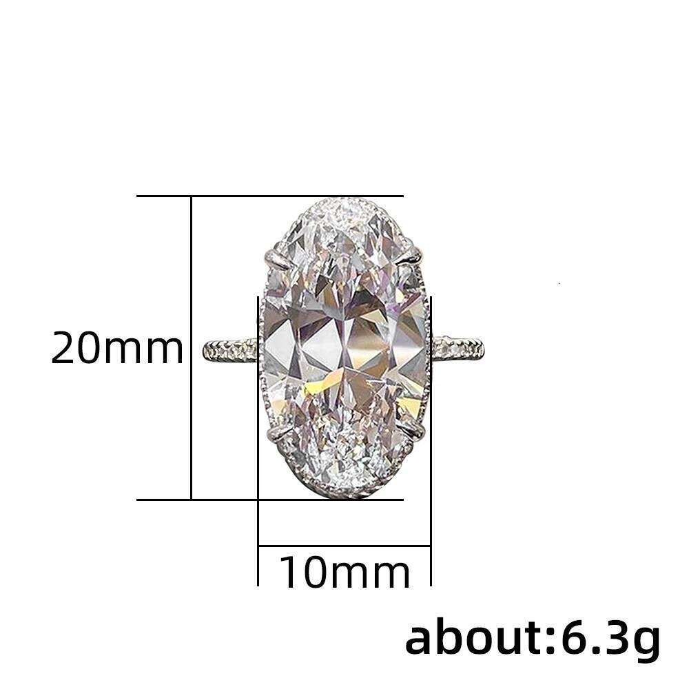 Huitan Big Oval Cubic Zirconia Crystal Rings Women Wedding Accessories High-quality Silver Color Engagement Bands Jewelry H260312