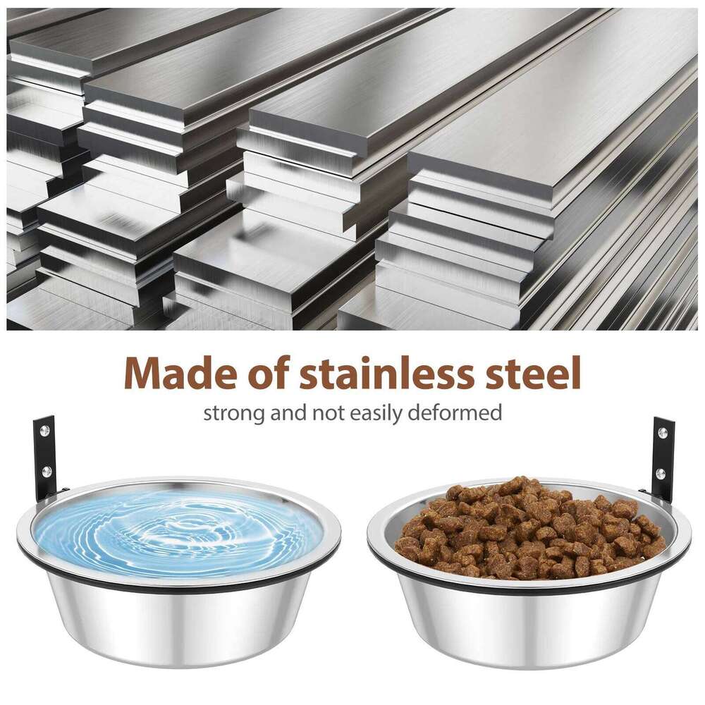 2 Pack Bowl Foldable Stainless Steel Raised Dog and Water Bowls Adjustable Height Wall Mounted Cat Food 26Y0312