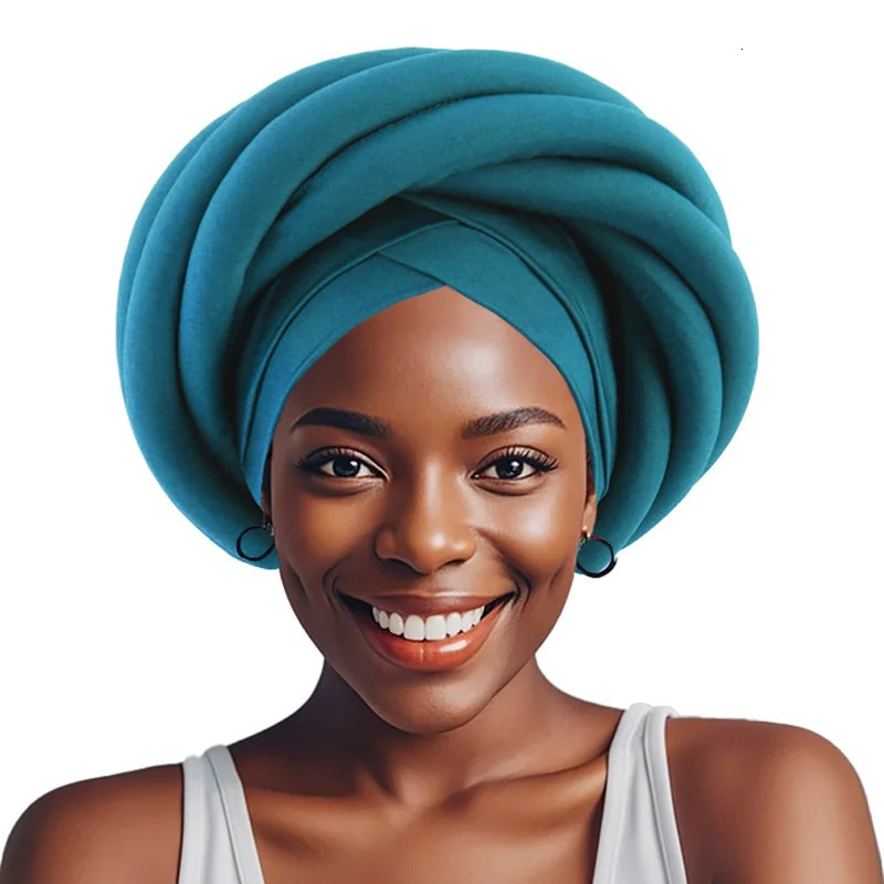 Women Ready African Auto Headtie Big Braid Sponge Turban Cap Head Wraps Elegant Nigerian Wedding Hat Hijabs Caps Headwear 260304