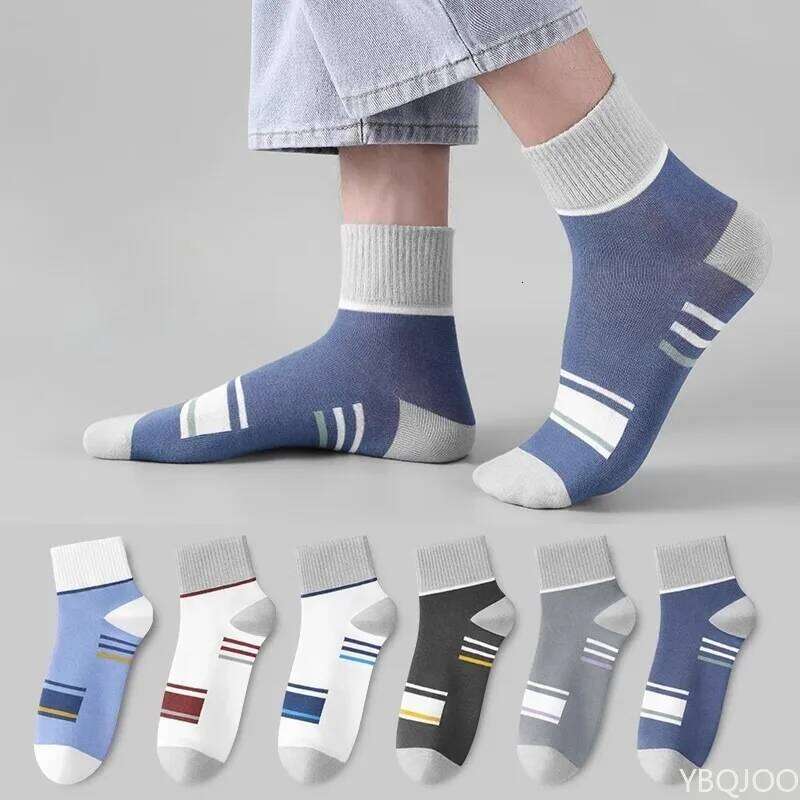 5 Pairs Lightweight breathable Mid-calf Spring Autumn men Thin Fashionable versatile Sports Socks Z260312