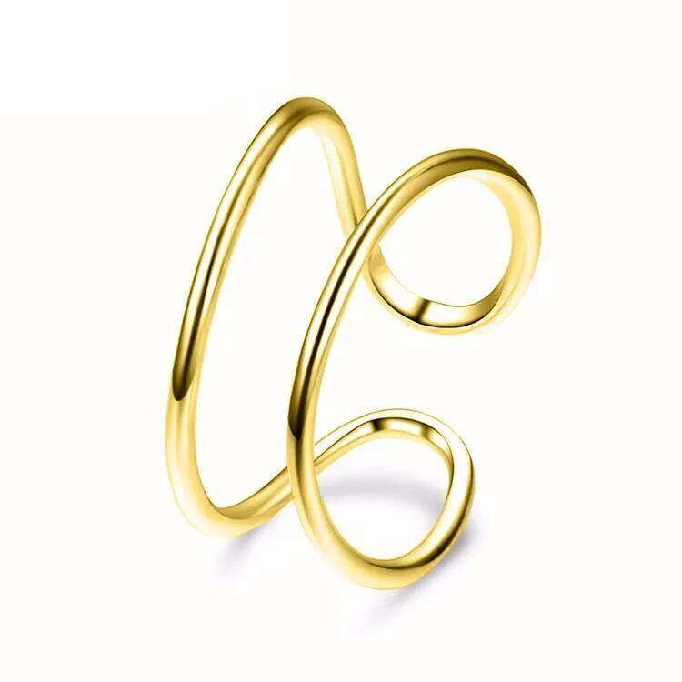 925 Sterling Silver Double-Layer Simple Adjustable Rings For Women Ladies Quality Jewelry Party Accessories H260312