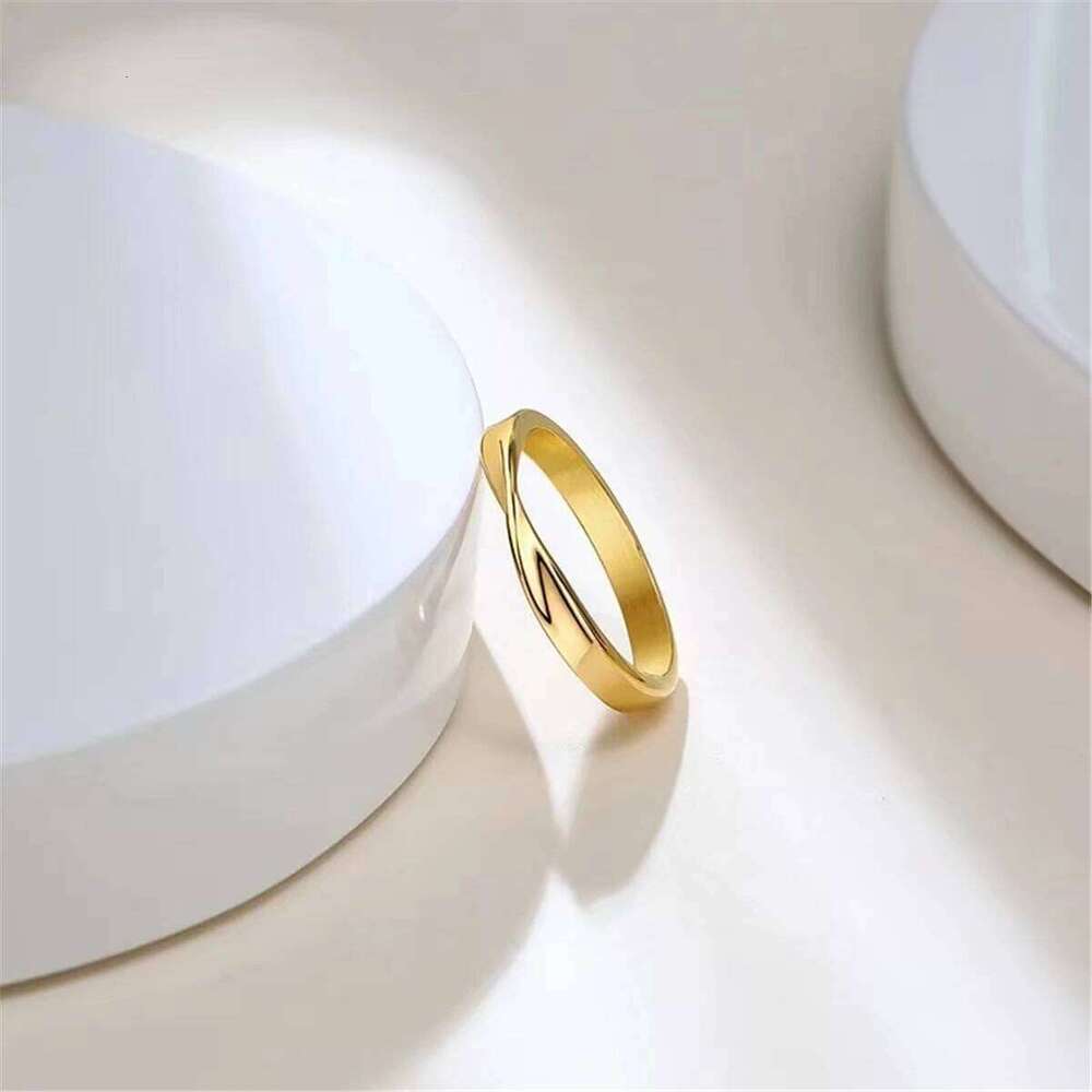 Thin 3mm Mobius Charm Stainless Steel Twist Wedding Ring for Women Infinite Gift H260312