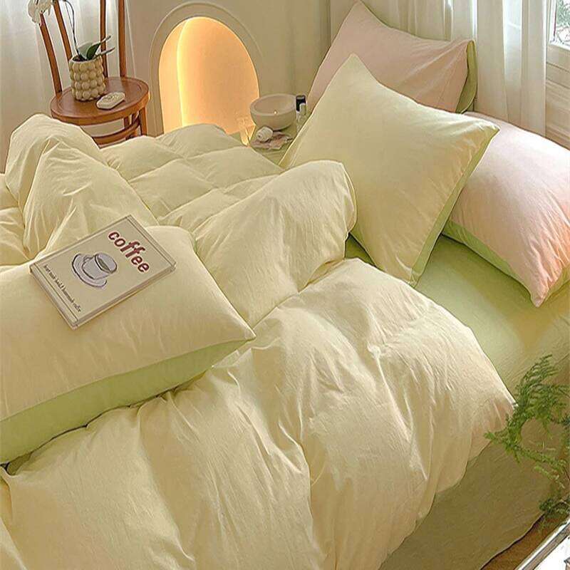 Four piece of 100% pure cotton down double layer skin friendly duvet cover set, comfortable pillowcase set H260312