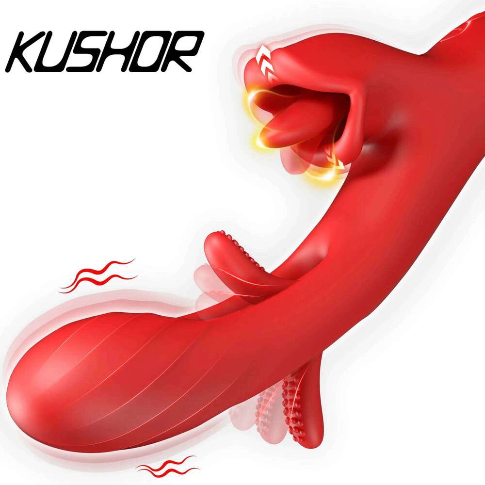 2 in 1 Tongue Licking Dildo Vibrator for Women Flapping Rotating Clitoris Stimulator G Spot Massage Female Masturbator Sex Toy Z260312