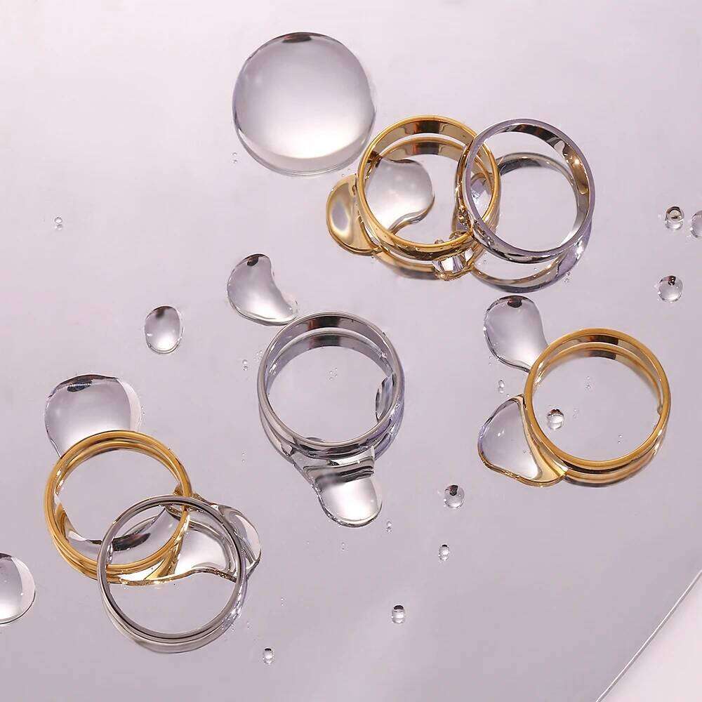 Tarnish Free 2mm 4mm 6mm Stainless Steel 18K Plated Silver Color Knuckle Lady Minimalist Gold Rings For Women H260312