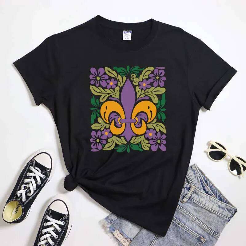 Boho Mardi Gras Tee Shirt Vintage Carnival Festival Party Tshirt Cute Women Fat Tuesday Holiday Gift T-shirt Z260312